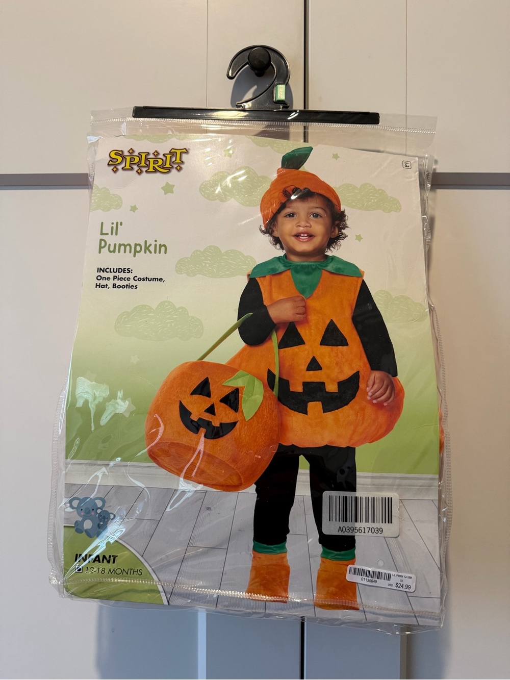 Spirit Halloween Lil' Pumpkin Toddler Costume - Orange & Green